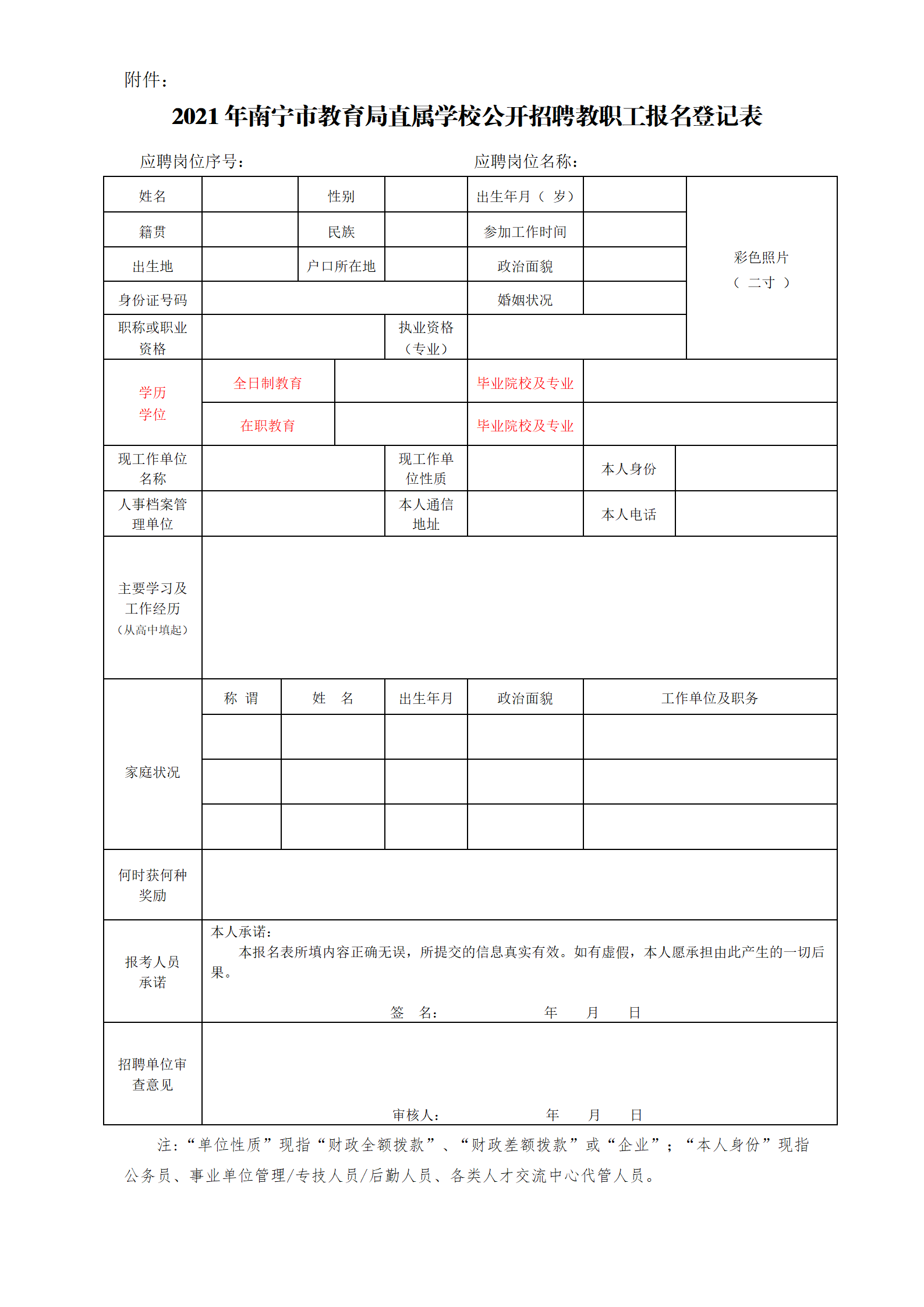 2021年南寧市教育局部分直屬學校公開招聘教職工報名登記表 (1)_01