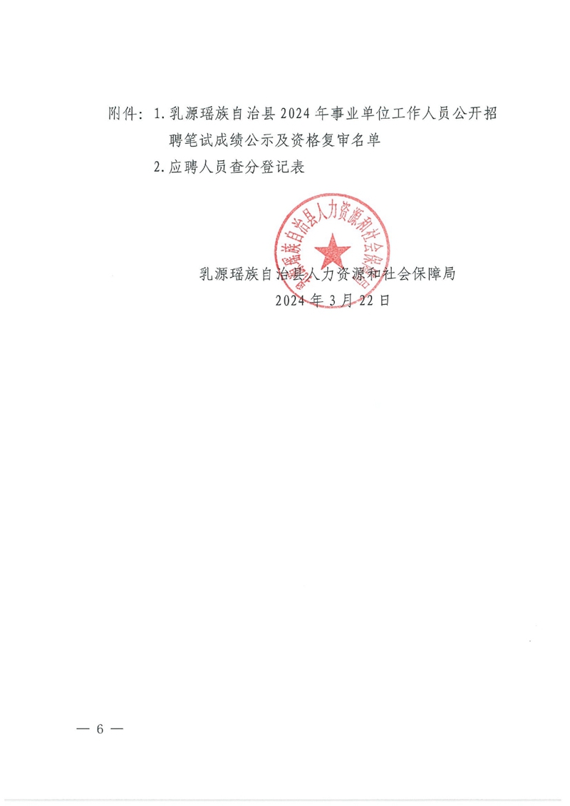 乳源瑶族自治县2024年事业单位工作人员公开招聘笔试成绩公示及资格复审公告0005.jpg