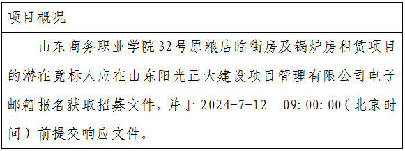 山东商务职业学院32号原粮店临街房及锅炉房租赁项目公开招募公告