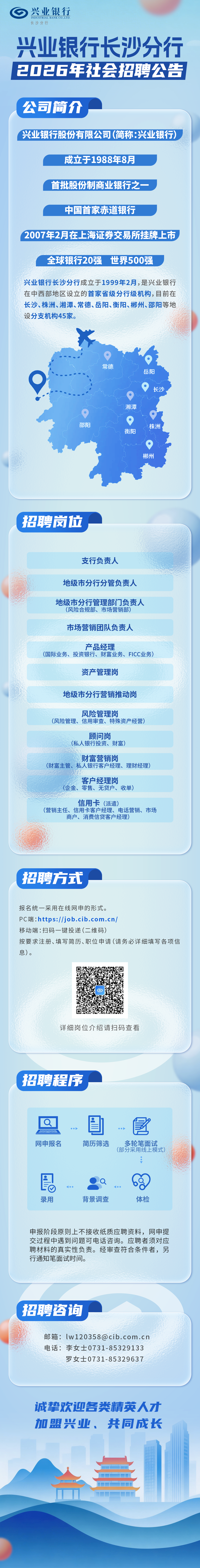 兴业银行长沙分行2026年社会招聘公告